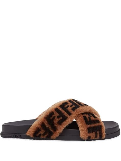 fendi womens slippers|fendi fluffy slippers.